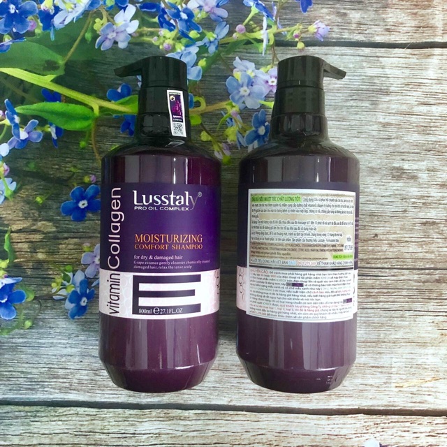 Bộ dầu gội xả phục hồi siêu mượt tóc cao cấp Lusstaly Vitamin Collagen Moisturizing Comfort - Volumizing Repair 800ml