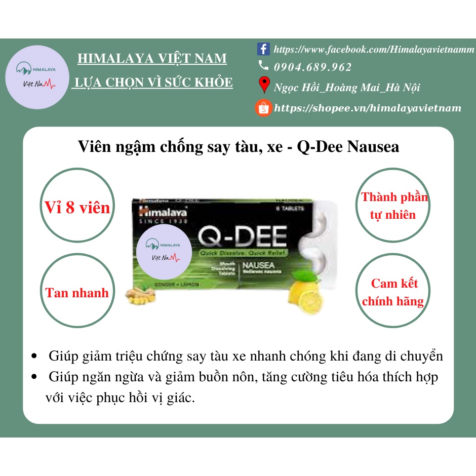 Vên ngậm chống say tàu, xe - Himalaya Q-DEE Nausea