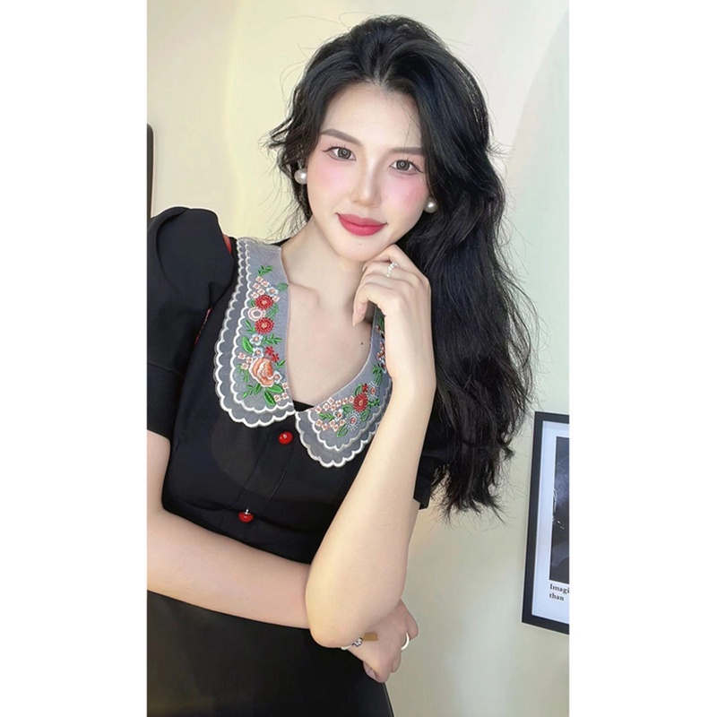 Đầm Polo Màu Đen Thời Trang Phong Cách Pháp Cho Nữ