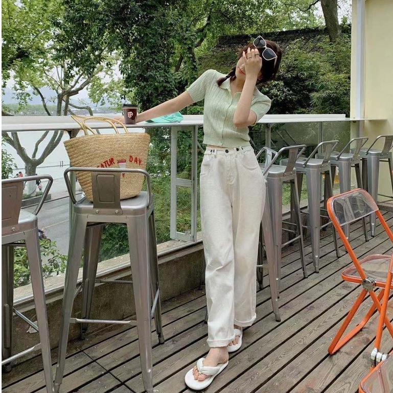 Áo Croptop Dệt Kim Màu Sắc Đơn Giản Phong Cách Hàn Quốc Cho Nữ | BigBuy360 - bigbuy360.vn