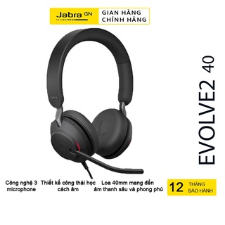 Tai Nghe Chụp Tai Micro Jabra EVOLVE2 40 Khử Tiếng Ồn Lọc Tạp Âm 3 Micro Hàng Chính Hãng