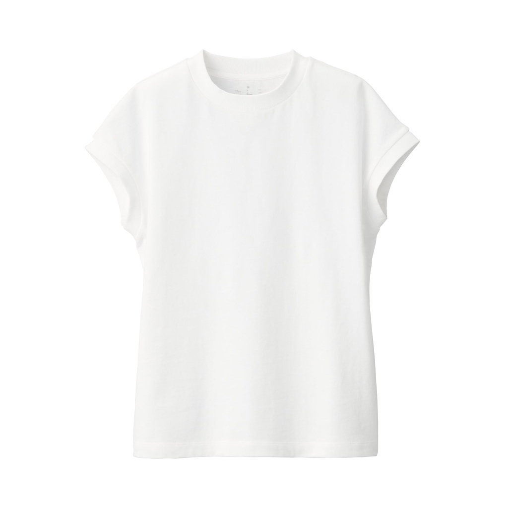 Muji Áo Thun Vải Jersey Sợi Dày Tay Liền
