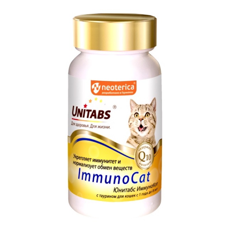 Vitamin Immunocat tăng cường miễn dịch cho mèo với Q10 và Taurine (Unitabs - 100v)