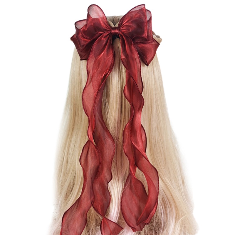 XIXI Kẹp tóc nơ 3 lớp màu sắc lấp lánh phong cách cổ điển dành cho nữ