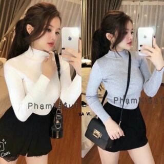 Áo thun gân cổ lọ đẹp xinh