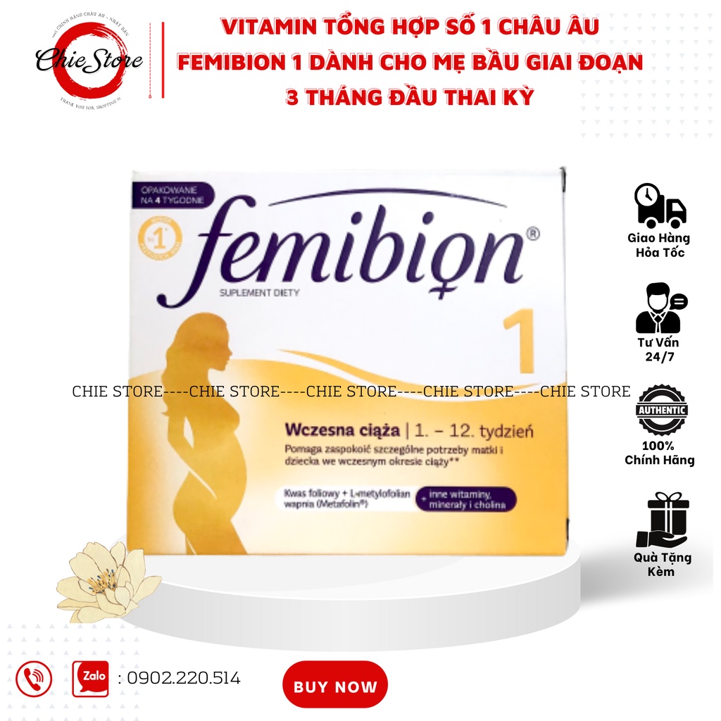 [CHÍNH HÃNG] Vitamin bầu Femibion số 1 dành cho giai đoạn đầu thai kì đến tuần thứ 12