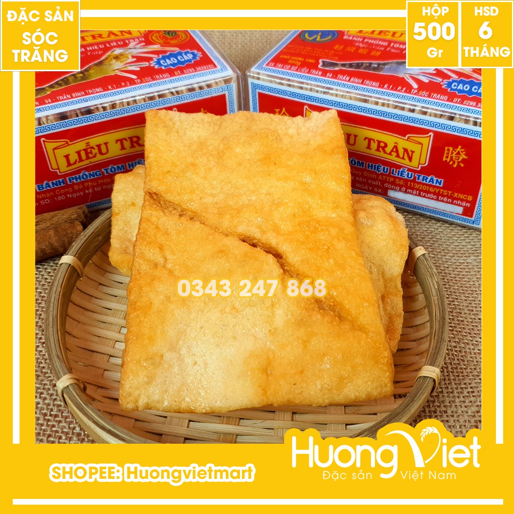 Bánh phồng tôm Liễu Trân Cao Cấp 500g, bánh phồng tôm Sóc Trăng đậm đà tôm