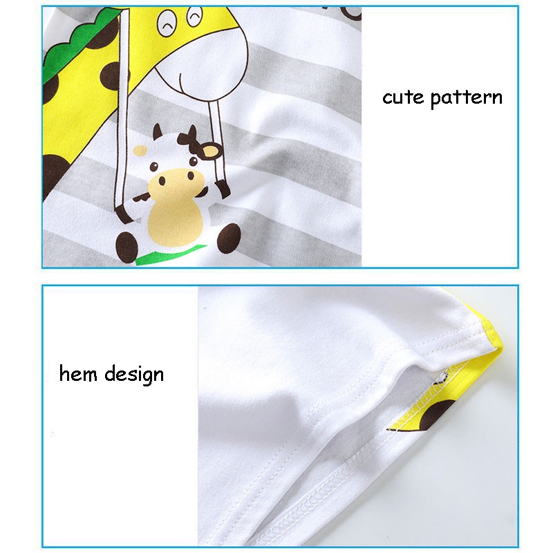 Bộ Đồ Ngủ Tay Dài Chất Liệu Cotton Thoáng Khí In Họa Tiết Hoạt Hình Xinh Xắn Cho Bé