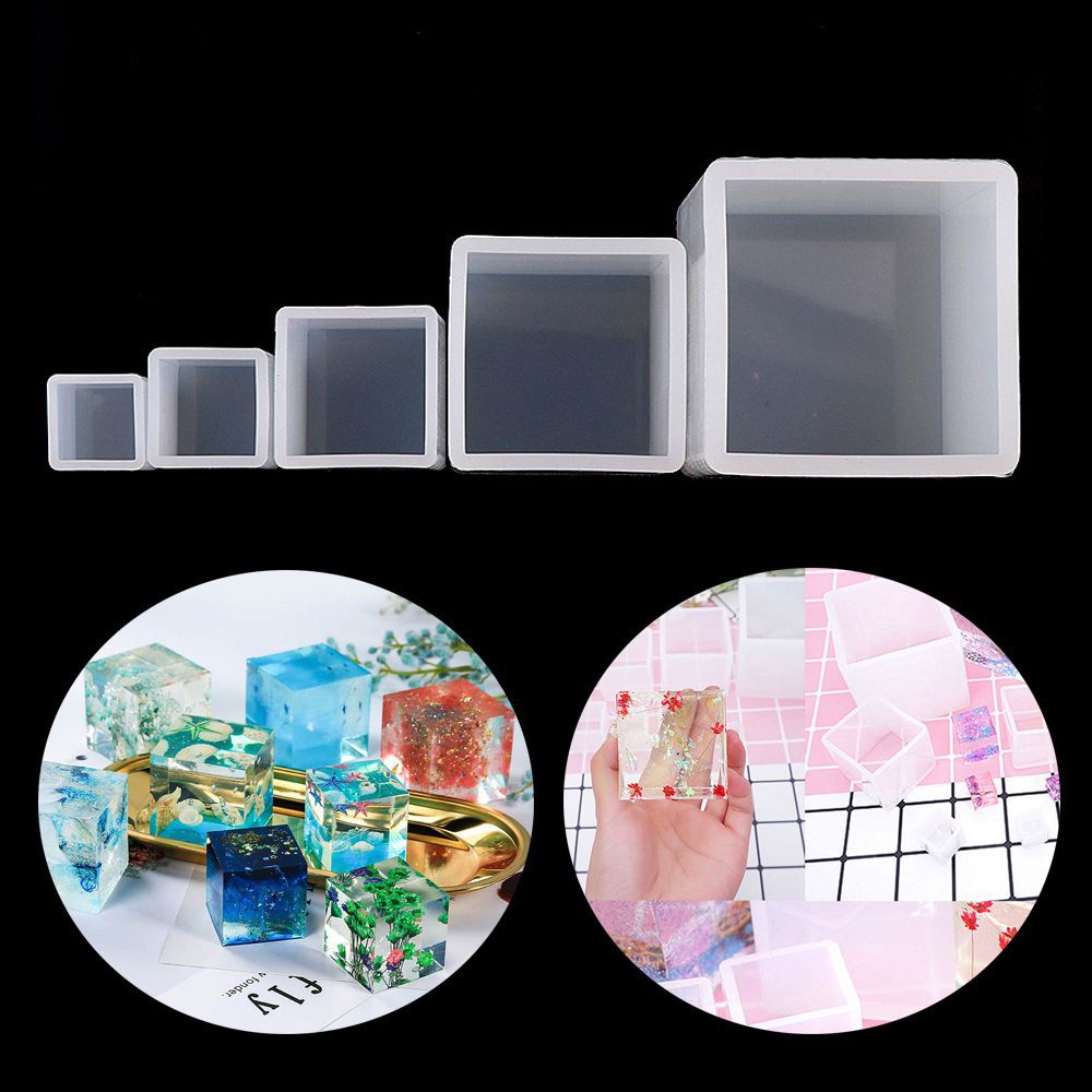 KUNHEV Khuôn silicon trong suốt hình vuông làm mặt dây chuyền epoxy resin Diy