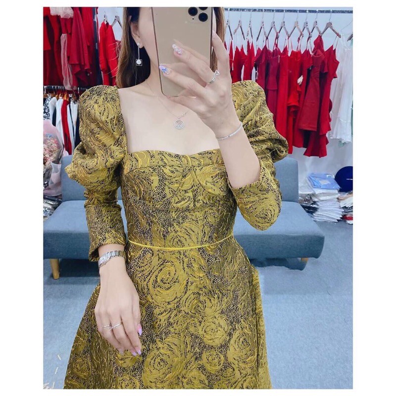 ẢNH VÀ VIDEO THẬT 10000% _ ĐẦM GẤM TAY DÀI