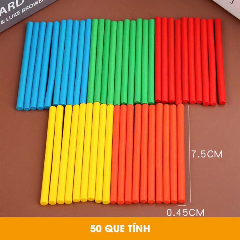 Bộ Que Tính Bảng Tính Thông Minh Cho Bé Bằng Gỗ Giúp Bé Học Toán Hiệu Quả Gồm 50 Que Tính Gỗ + 36 Chi Tiêt - Bảo Hành