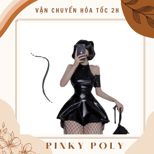 ĐỐ COSPLAY SEXY NAUGHTY GIRL CÓ TẤT LƯỚI ĐI KÈM - SET COSPLAY ĐUÔI CÁO DA BÓNG  PinkyPoly CP01 | BigBuy360 - bigbuy360.vn