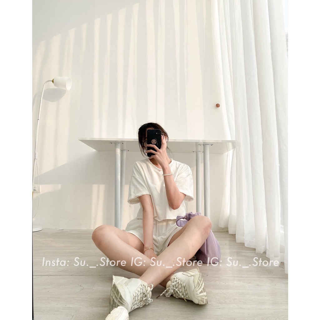 Set áo thun da cá croptop kèm quần S333 SUSTORE