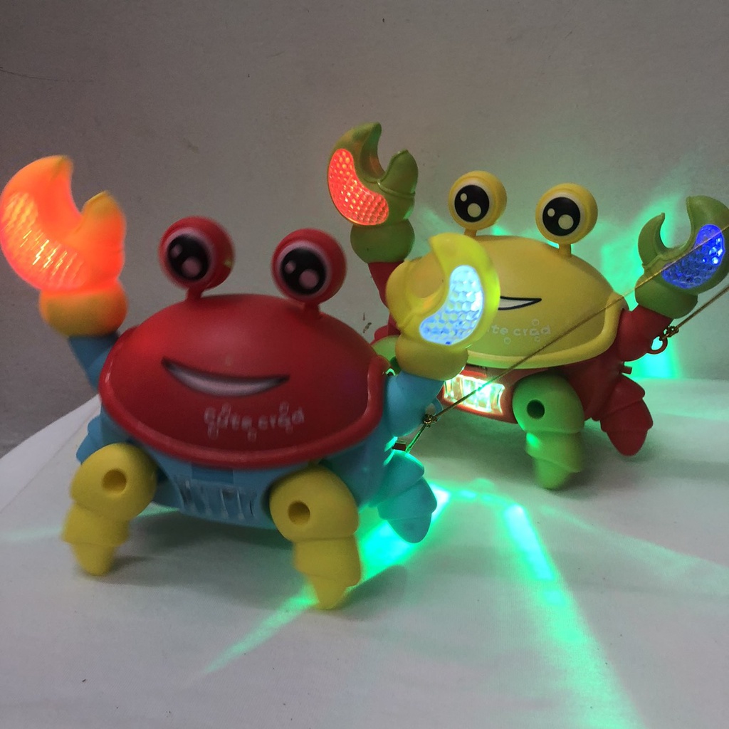 Đồ chơi cho bé hình Lân, cua, bò sữa, vịt, thỏ, kỳ lân, rùa biết đi phát sáng và có nhạc và dây buộc cầm tay cho bé