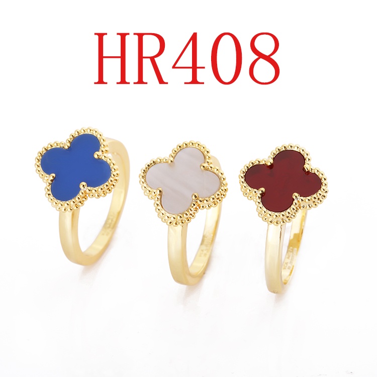 Nhẫn Hình Cỏ Bốn Lá Đơn Giản Nhiều Màu Sắc Phong Cách Mới