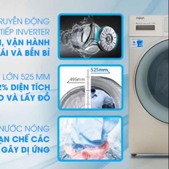 Máy giặt AQUA inverter 9.5 KG AQD-D950E N. NEW