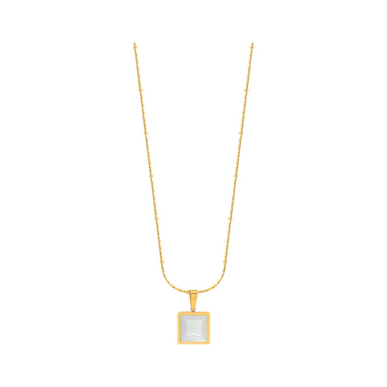 Vòng cổ thép titan mặt đá Opal thời trang sang trọng cho nữ