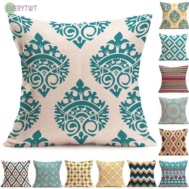 Áo Gối Được Làm Từ Vải Lanh Và Vải Cotton Với Họa Tiết Hình Học Theo Phong Cách Vintage
