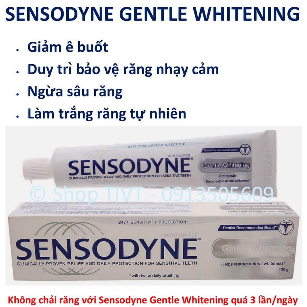 Sensodyne Gentle Whitening 100g Thái Lan, kem đánh răng làm trắng, sạch răng, ngừa cao răng, thơm mát tự nhiên-TIVT
