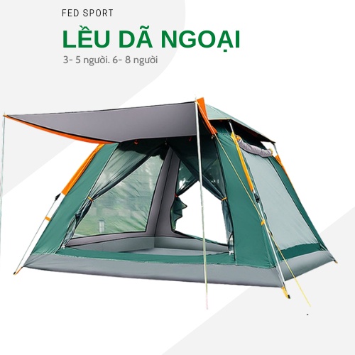 Lều cắm trại tự bung có mái hiên, dùng cho teambuilding, nhóm lớp, chứa 5 - 8 người. TK-Sport L04