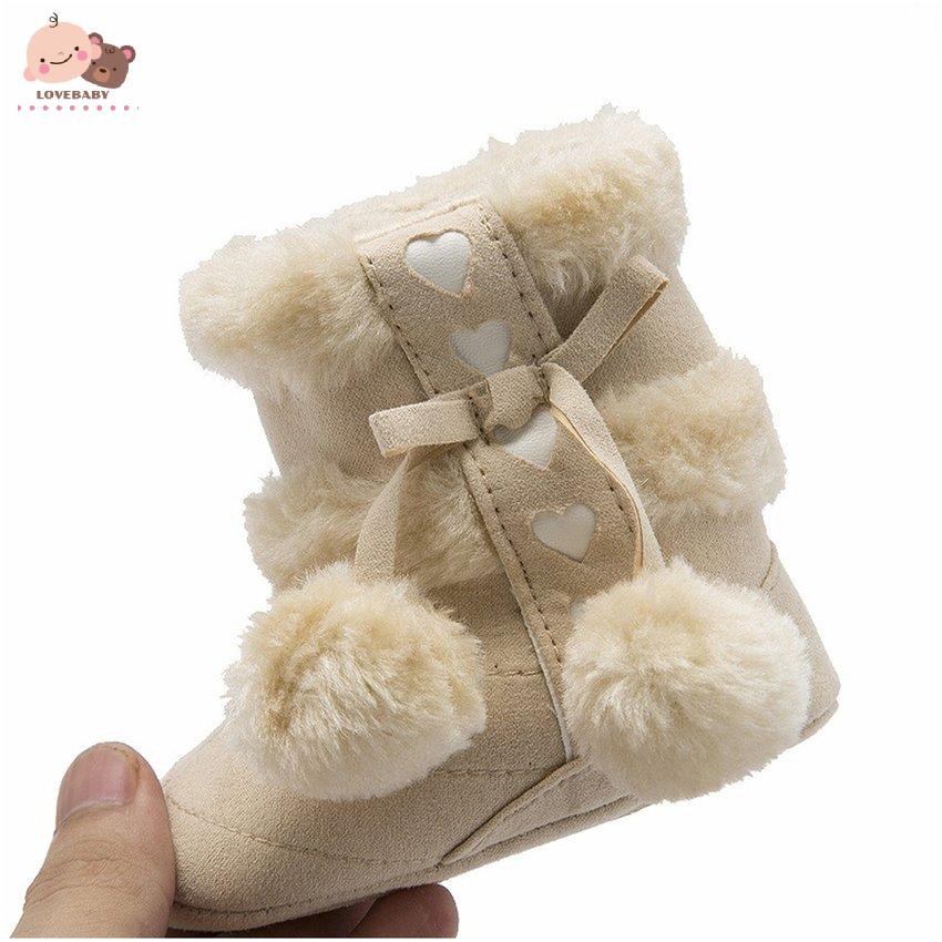 Đôi bốt cotton mềm mại viền lông kiểu dáng giáng sinh cho bé