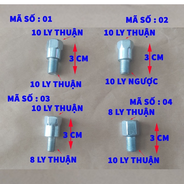 1 Con Ốc Nối Chuyển Ren Chân Gương Xe Máy Dài 3cm Lưu Ý : Chọn Đúng Phân Loại Khi Mua & Cần tư vấn chat vs shop