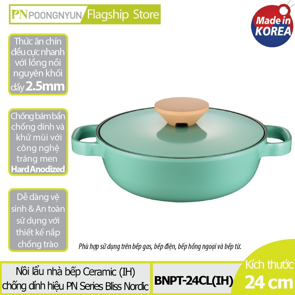 [Mã BMBAU300 giảm 10% đơn 499K] Nồi lẩu Ceramic hiệu PN BNPT-24CL(IH) [24cm – 2.8L] - Hàng chính hãng