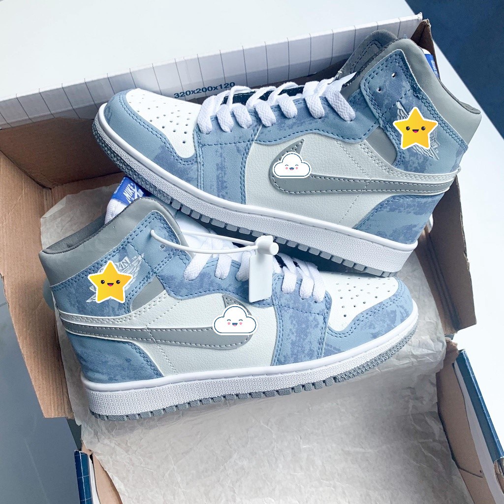 Giày thể thao Jordan 1 Xanh nỉ cao cổ nam nữ Giầy sneaker JD1 hyper Hot Hit 2022