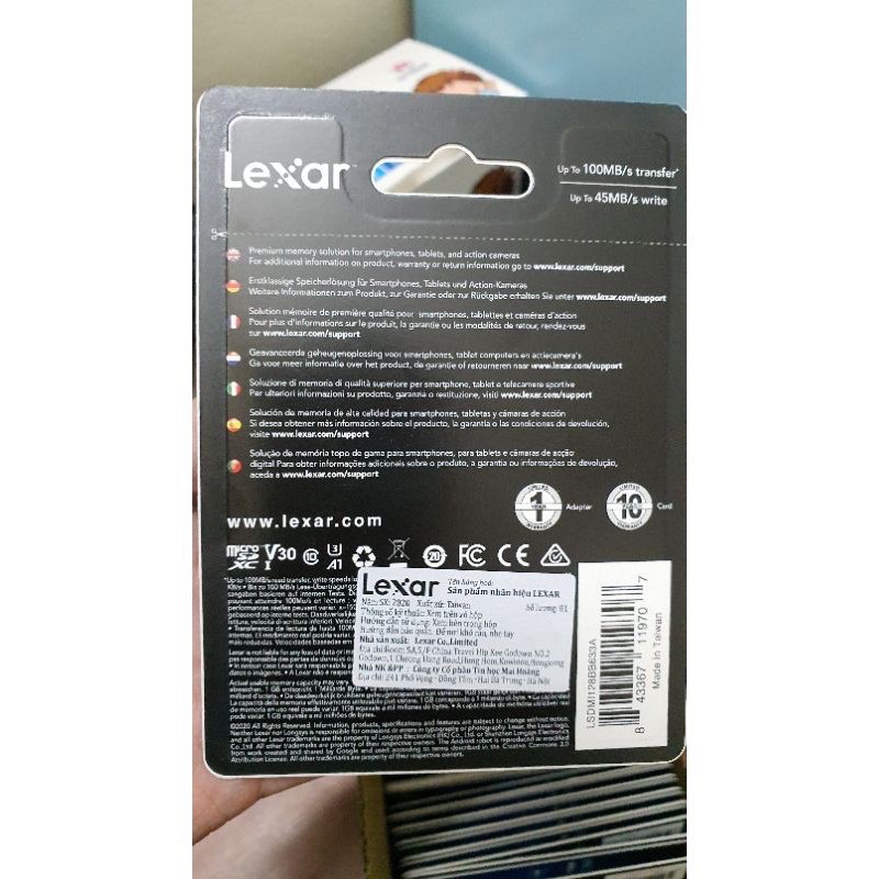 Thẻ nhớ MicroSD 32GB Lexar u3 chính hãng