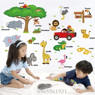 Decal Dán Tường Vườn Thú Tiêng Anh SK9084