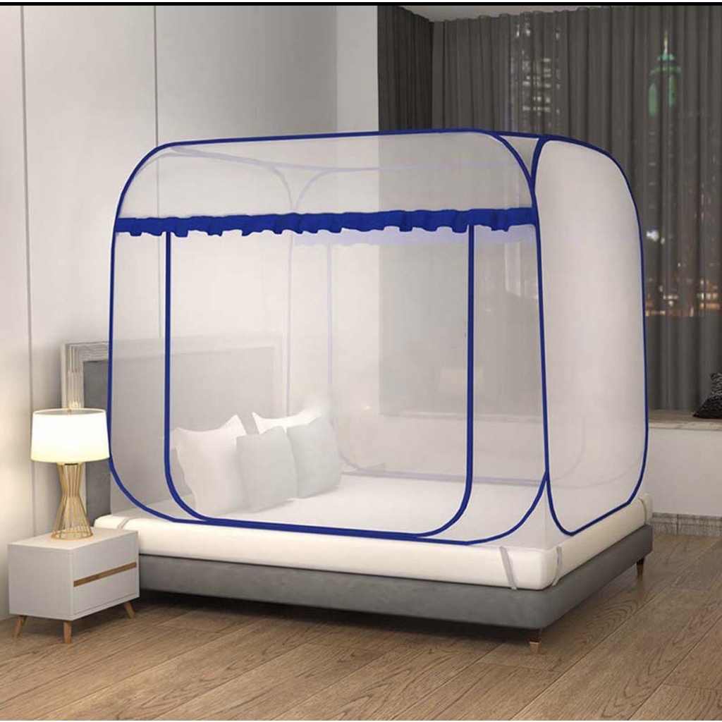 Màn Chụp Mùng Chụp Đỉnh Vuông 1m2,1m4,1m6,1m8,2m2 - Vải dày mắt màn nhỏ -Khung thép cacbon Siêu bền