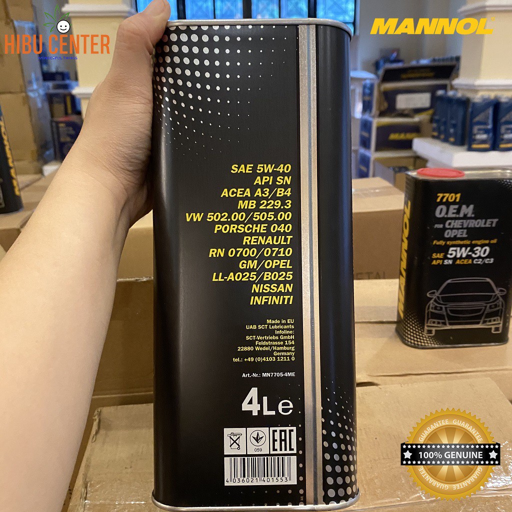 Nhớt MANNOL 5W-40 SN/CF O.E.M Cho Xe Renault, Nisan 7705 – 4L Hàng Đức Cao Cấp Chính Hãng – HIBUCENTER