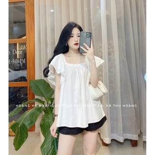 Áo tay bèo trễ vai mặc được 2 kiểu