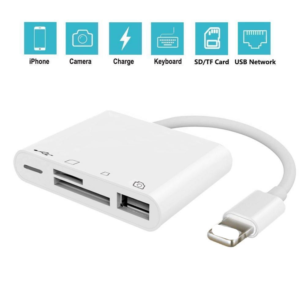 Đầu đọc thẻ nhớ 4 trong 1 cổng lightning và USB cho iPhone X