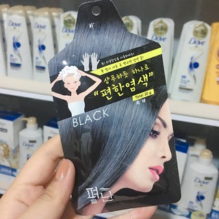 (Màu đen) Hộp 5 Gói Thuốc Nhuộm Tóc Thảo Dược Dyeing Pyeonan Hàn Quốc