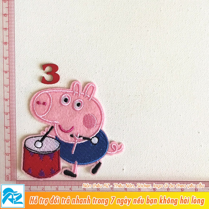 Sticker thêu ủi nhiệt hình heo peppa - patches S504