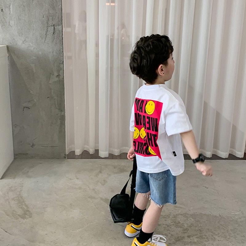 Áo thun cotton ngắn tay thời trang mùa hè cho bé trai