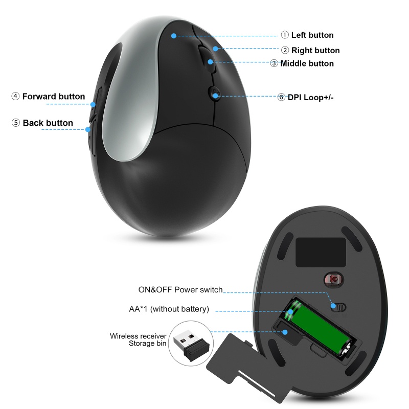 Chuột không dây 2 4GHz Có Thể Sạc Lại