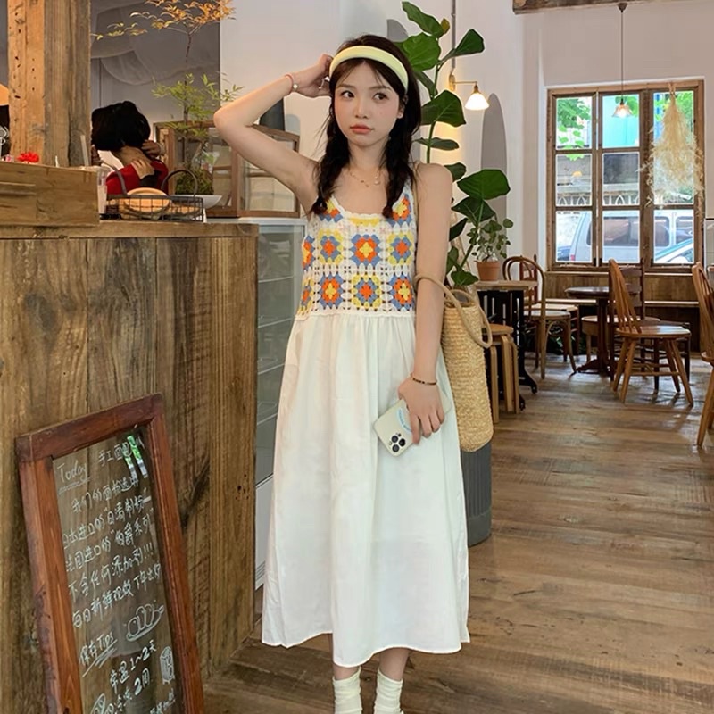 Áo Len Đan Móc 2 Dây Hoạ Tiết Hoa Vintage (hàng Quảng Châu loại 1) Áo kiểu len đan mùa hè