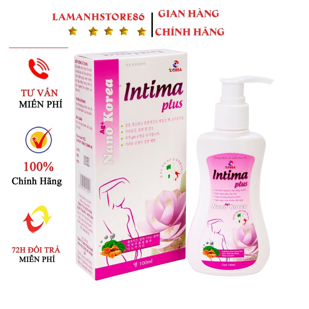 Dung dịch vệ sinh phụ nữ INTIMA PLUS nước phụ khoa kháng khuẩn khử mùi hôi, se khít vùng kín an toàn hiệu quả