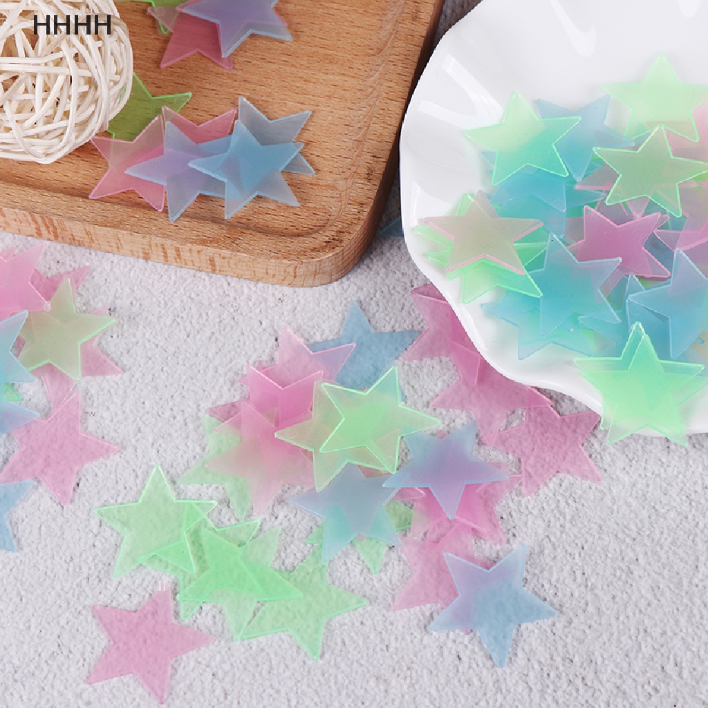 Bộ 100 Ngôi Sao Nhựa 3D Phát Sáng Trong Bóng Tối