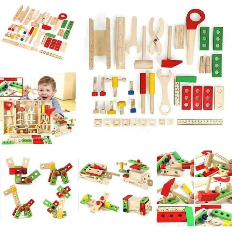 Hộp đồ nghề sửa chữa kỹ thuật cho bé đồ chơi gỗ trí tuệ