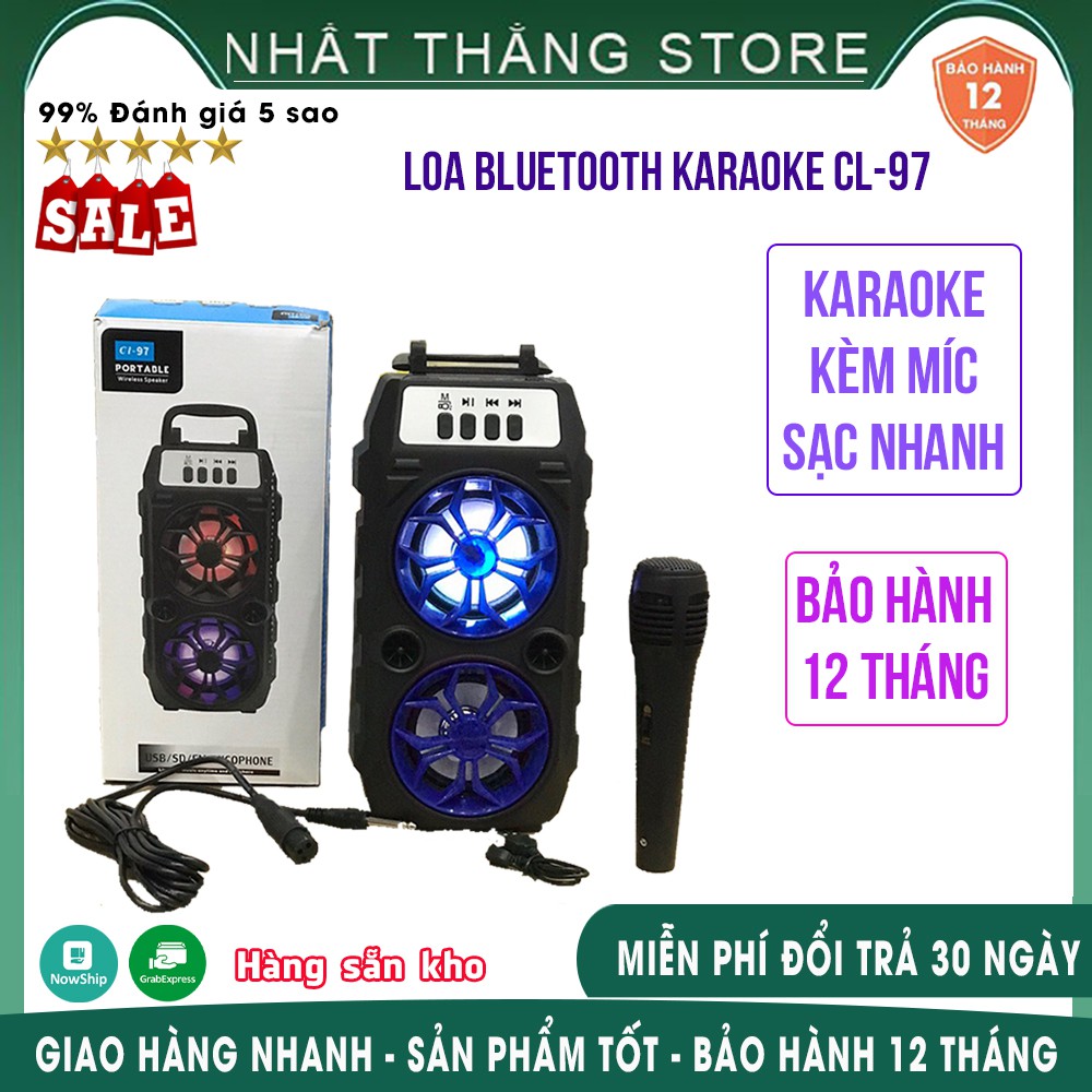 Loa karaoke Bluetooth mini CL-97, Loa karaoke mini kèm mic cầm tay HÀNG CHÍNH HÃNG Chất Lượng Cao - BẢO HÀNH 12 THÁNG