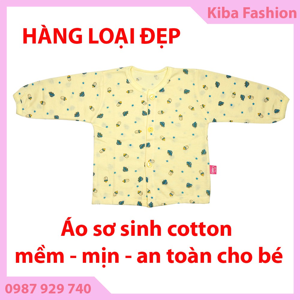 Combo 5 Áo Tay Dài nền trắng cho bé trai bé gái sơ sinh từ 2-7kg 5ADNTIH áo dài cho bé- áo cho bé sơ sinh