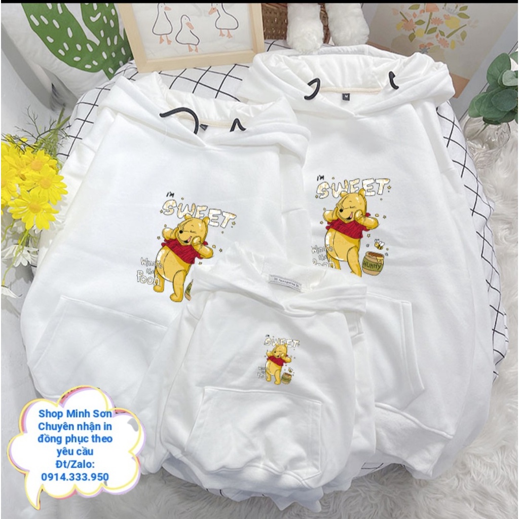 🌄VIDEO ÁO NỈ HOODIE GẤU POOH, NỈ MŨ GIA ĐÌNH, ÁO ĐÔI LOẠI 1 ĐỦ MÀU ĐỦ SIZE