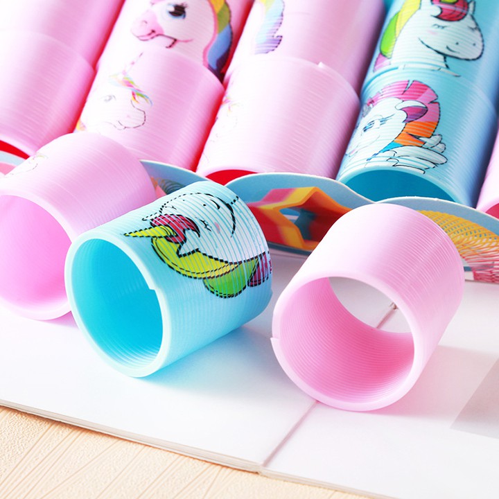 Đồ chơi vòng lò xo ma thuật nhún hình kì lân unicorn hồng cute