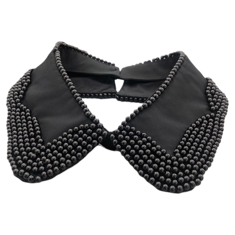 Cổ Áo Sơ Mi Đính Ngọc Trai Giả Màu Trắng Đen Có Thể Tháo Rời Trang Trí Giáng Sinh / Năm Mới