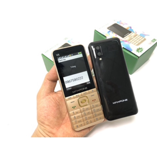 Maxfone V6, 4 sim Full Box 4 sóng pin khủng Loa siêu to âm thanh sống động bảo hành 1NĂM