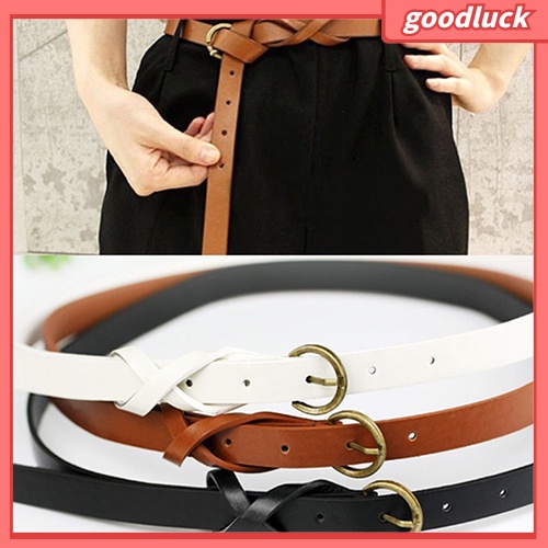 Thắt lưng nữ bản hẹp giả da kiểu dáng đơn giản cổ điển
