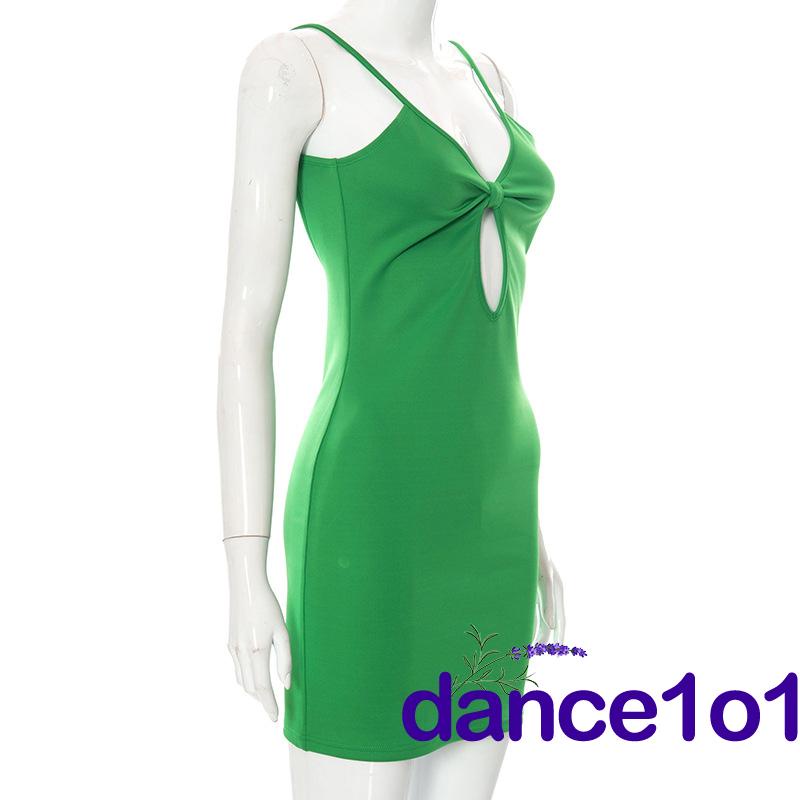 ✲Os✥Đầm Hở Lưng Khoét Ngực Sâu Màu Trơn Thiết Kế Hở Lưng Quyến Rũ Cho Nữ